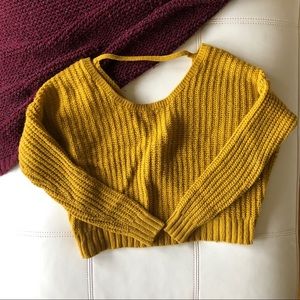 Open Back Bow Detail Crop Sweater